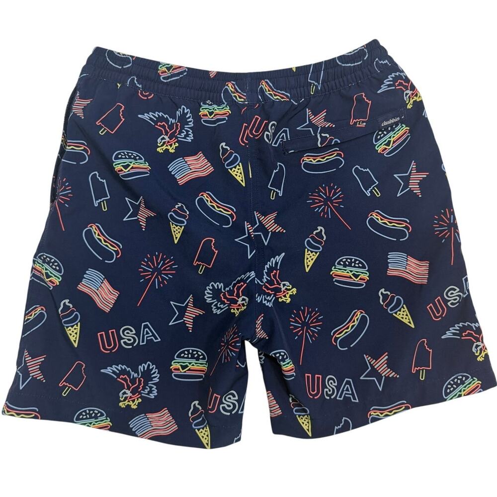Chubbies Kids Swim Trunks Youth M 10/12 Patriotic Lights USA Print Lined Shorts - Picture 2 of 6